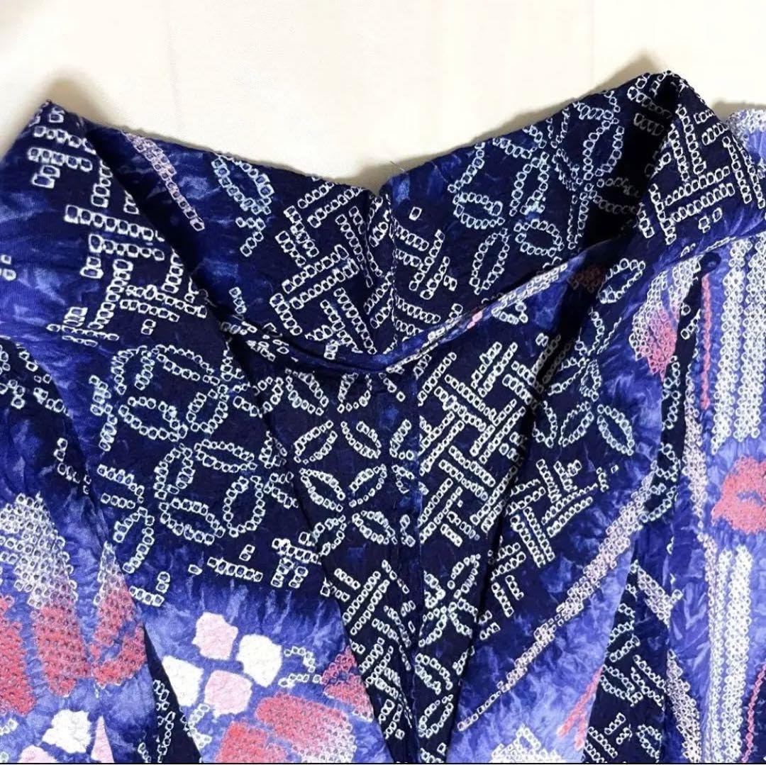 しつけ付き　有松絞り　浴衣　青　菖蒲 fit=scale-down,w=1200