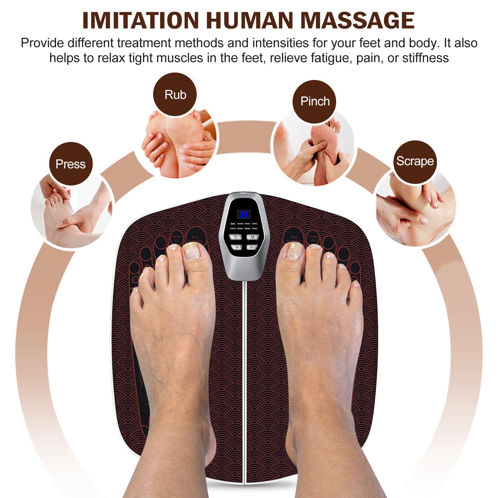 Image secondaire de EMS Appareil de massage des pieds pour stimulateur de circulation sanguine Jambes et soulagement de la douleur Tapis de massage