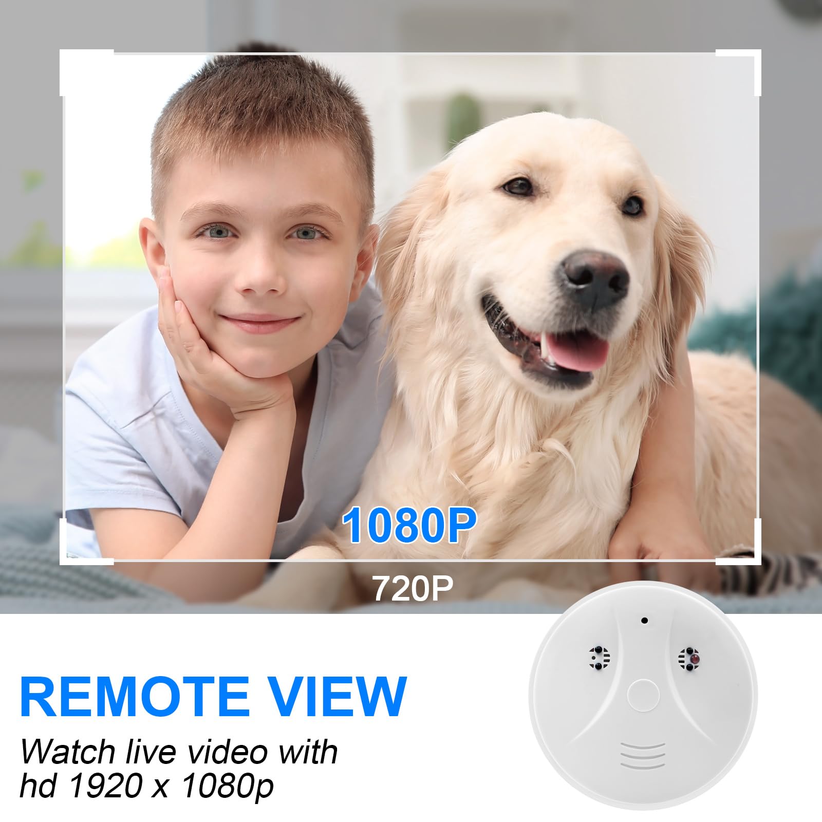 Telecamera Nascosta WiFi, Telecamera Spia Nascosta nel Rilevatore di Fumo | Mini Telecamera Spia Nascosta da 1080P, Telecamera Spia WiFi 2.4 e 5G, Visione Notturna, Rilevamento del Movimento, APP Tuya