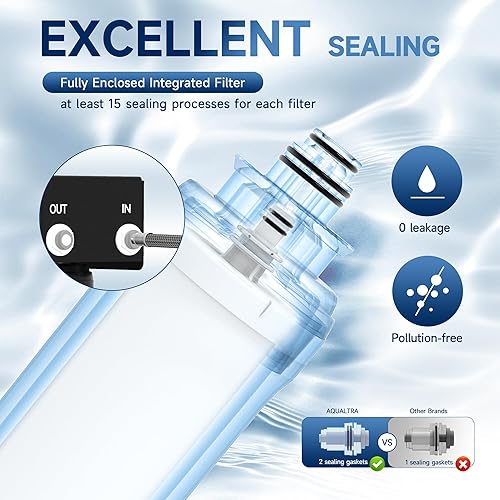 Miniatura 7 de AQUALTRA USF-4B-15 Filtro de agua debajo del fregadero, sistema de filtración de agua debajo del fregadero de 80000 galones, filtro de fibra de