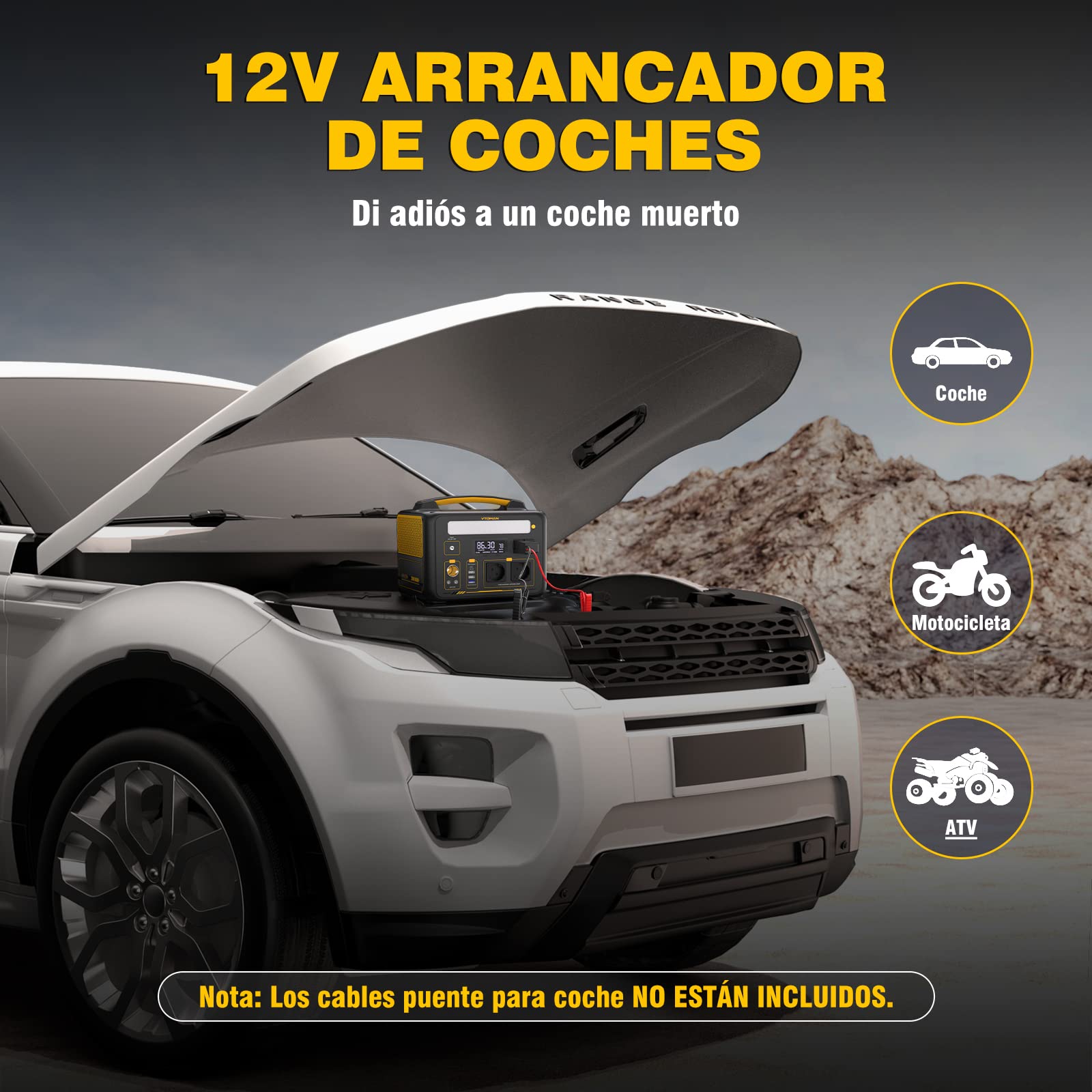 VTOMAN Jump 600X Estación de Energía Portátil, 600W/299Wh | Generador Solar, LiFePO4 Batería, 2 Salidas CC Ajustar de 12V/10A, Capacidad Ampliable a 939Wh, Acampada, Autocaravana, Pesca