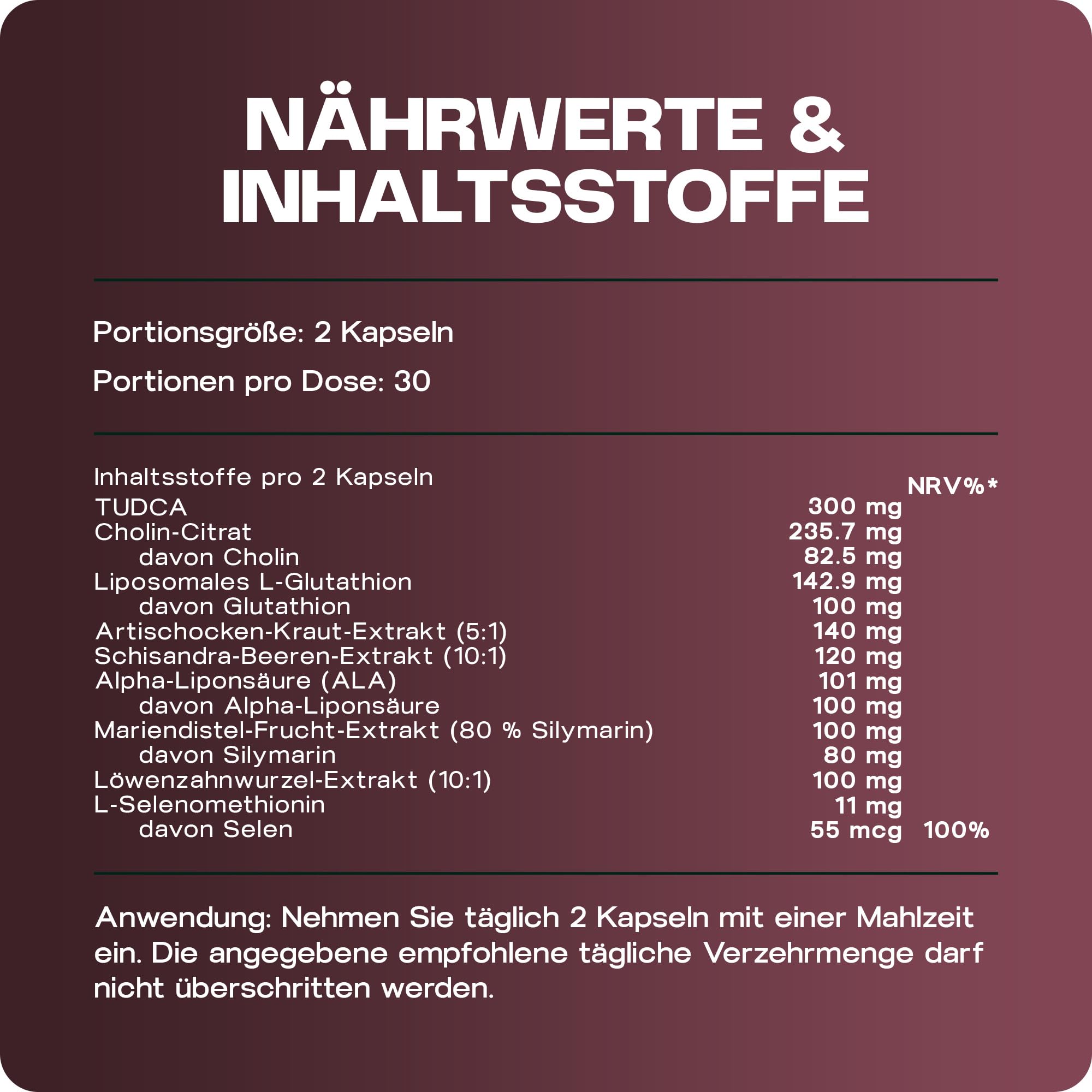 Leber-Komplex mit TUDCA | Schilddrüsen-Umwandler Formel + liposomales Glutathion, Cholin und Selen - produziert in Europa - 60 Kapseln