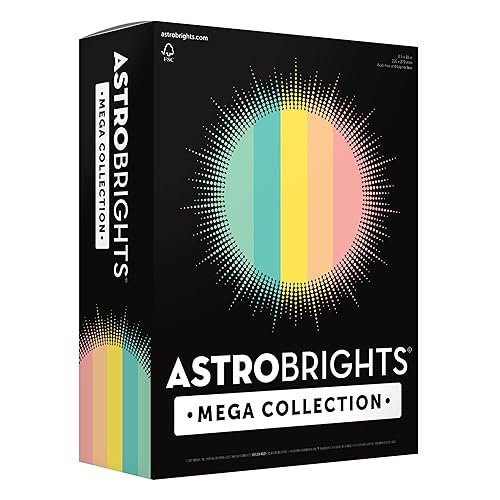 Astrobrights Mega Collection, Colored Paper, Punchy Pastel 5-Color Assortment, 625 Sheets, 24 lb./89 gsm, 8.5" x 11" - MORE SHEETS! (91732) - 625 Count (Pack of 1) - Mega Collection
