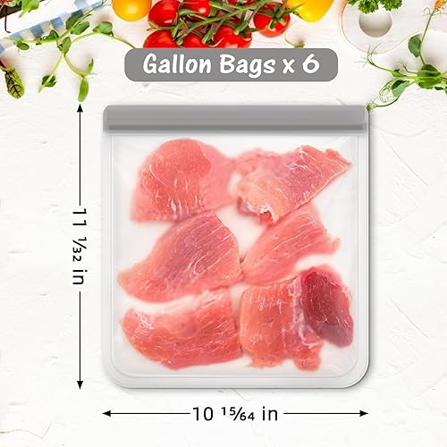 Miniatura 9 de Paquete de 10 bolsas reutilizables de silicona aptas para lavavajillas, bolsas reutilizables para congelador con cremallera, bolsas de silicona a