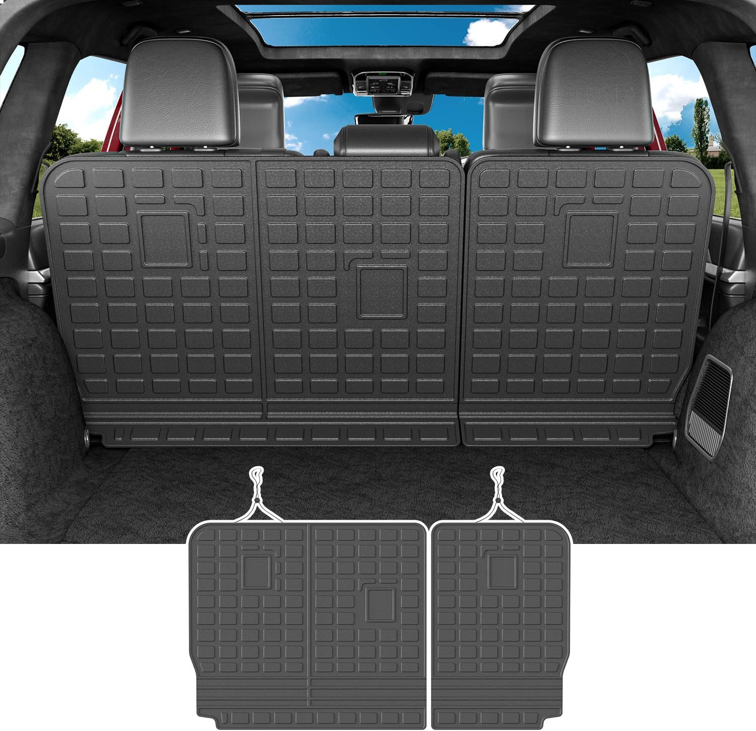 powoq 5 Seats Backrest Mat Compatible with 2022-2025 Jeep Grand Cherokee Rear Backrest Liner Replacement for 2022-2025 Jeep Grand Cherokee Accessories(Backrest Mat)