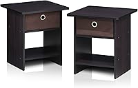 Vista 164 de Furinno- Colección Andrey- Mesa auxiliar, estación de carga con puerto USB y puerto tipo C c/compartimento de almacenamiento, 15.55 pulg ancho x