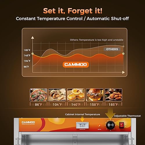 Miniatura 4 de Calentador de alimentos comercial de 5 niveles de 133 cuartos de galón de 900 W con elemento calefactor de acero inoxidable azul 304, puerta de