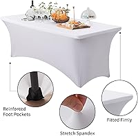 Vista 2 de Mantel de elastano de 6 pies, mantel elástico universal para mesas rectangulares, mantel elástico universal para mesa de patio para bodas