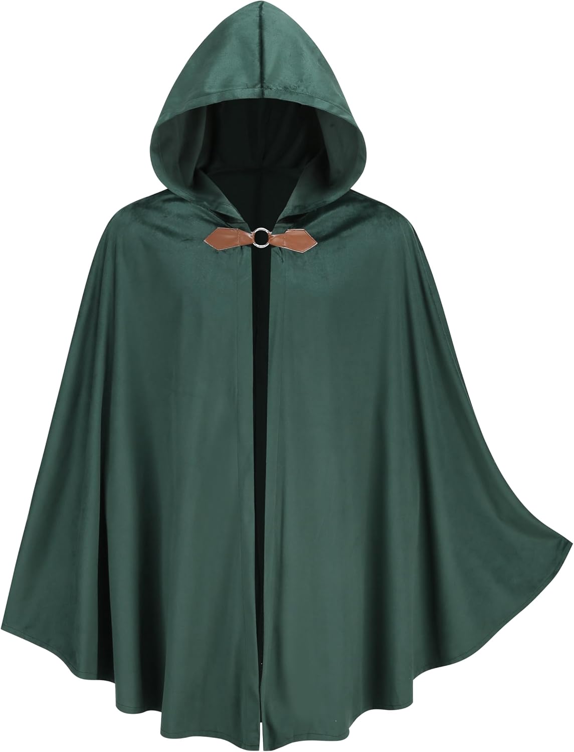 HAPNBCELE Adults Medieval Cloak with Hood, Renaissance Cape Costume Halloween Wizard Cosplay LARP Renaissance Fair RPG Party