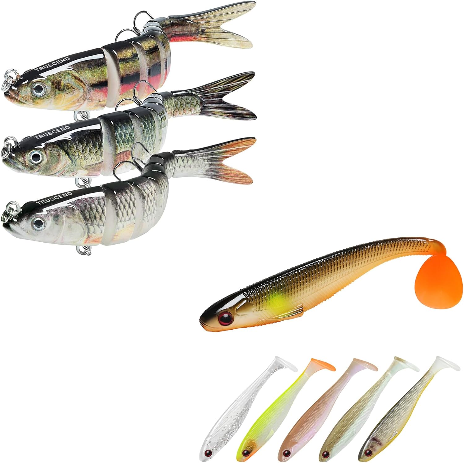 TRUSCEND Fishing Lures for Freshwater and Saltwater, Slow Sinking Bass Fishing Lure, 2025 Top Soft Fishing Lures for All Species of Fish, A Must-Have Baits for Your Fishing Tackle Box
