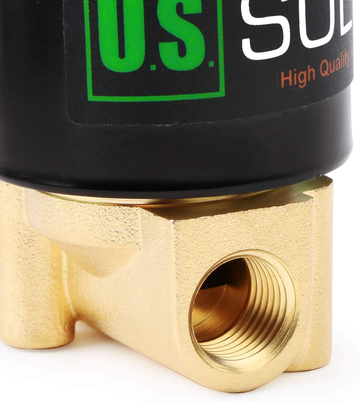 U.S. Solid 1/4" Brass Electric Solenoid Valve 110VAC Normally Closed VITON