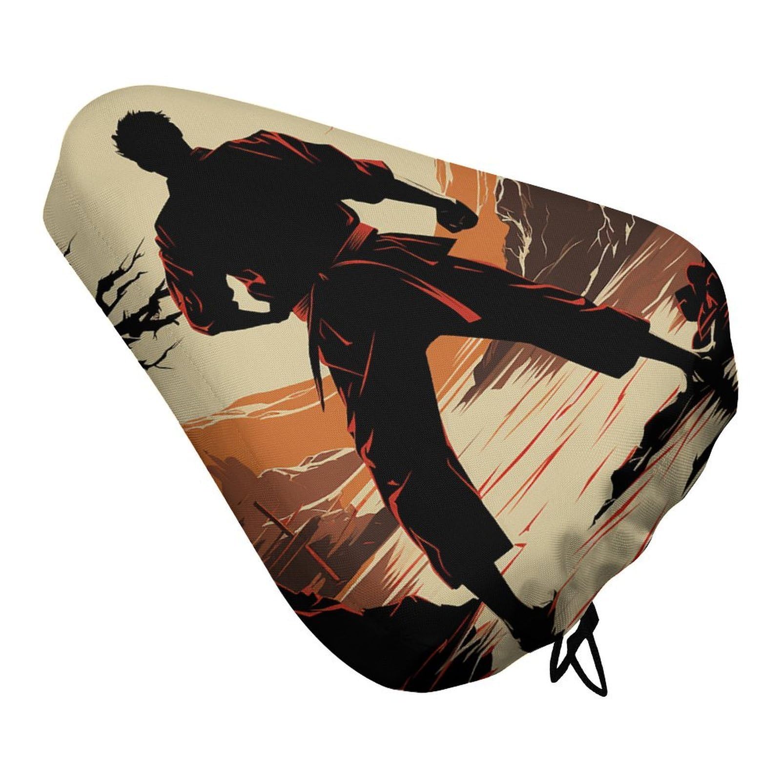 Karate Men Bike Seat Cover Waterproof Bicycle Seat Cover Rainproof Bike Saddle Cushion Covers Protector with Drawstring Washable Bike Saddle Cover for Women Men City/Mountain