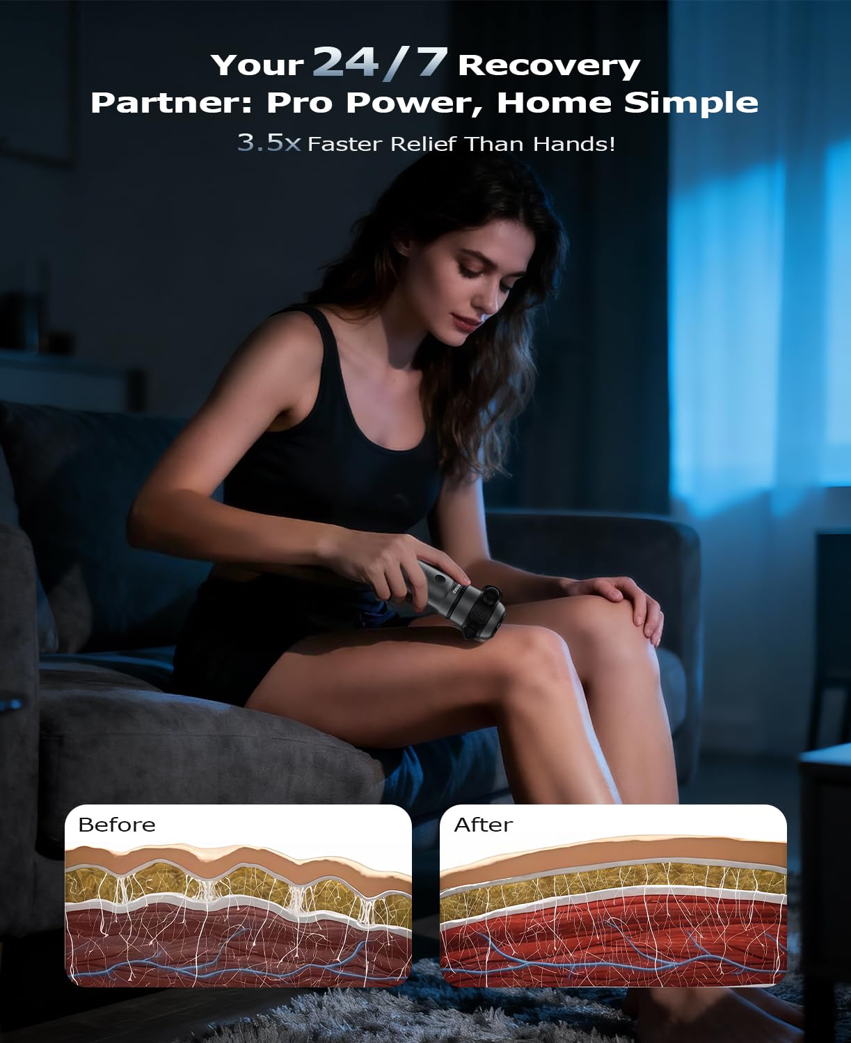 HYAKO Mini Pistola masaje 9 cabezales y 4 niveles丨de Portátily Silenciosa | masajeador cervical y espalda profundo丨pistola masaje muscular Ideal para viajes y usodiario | Regalo unisex