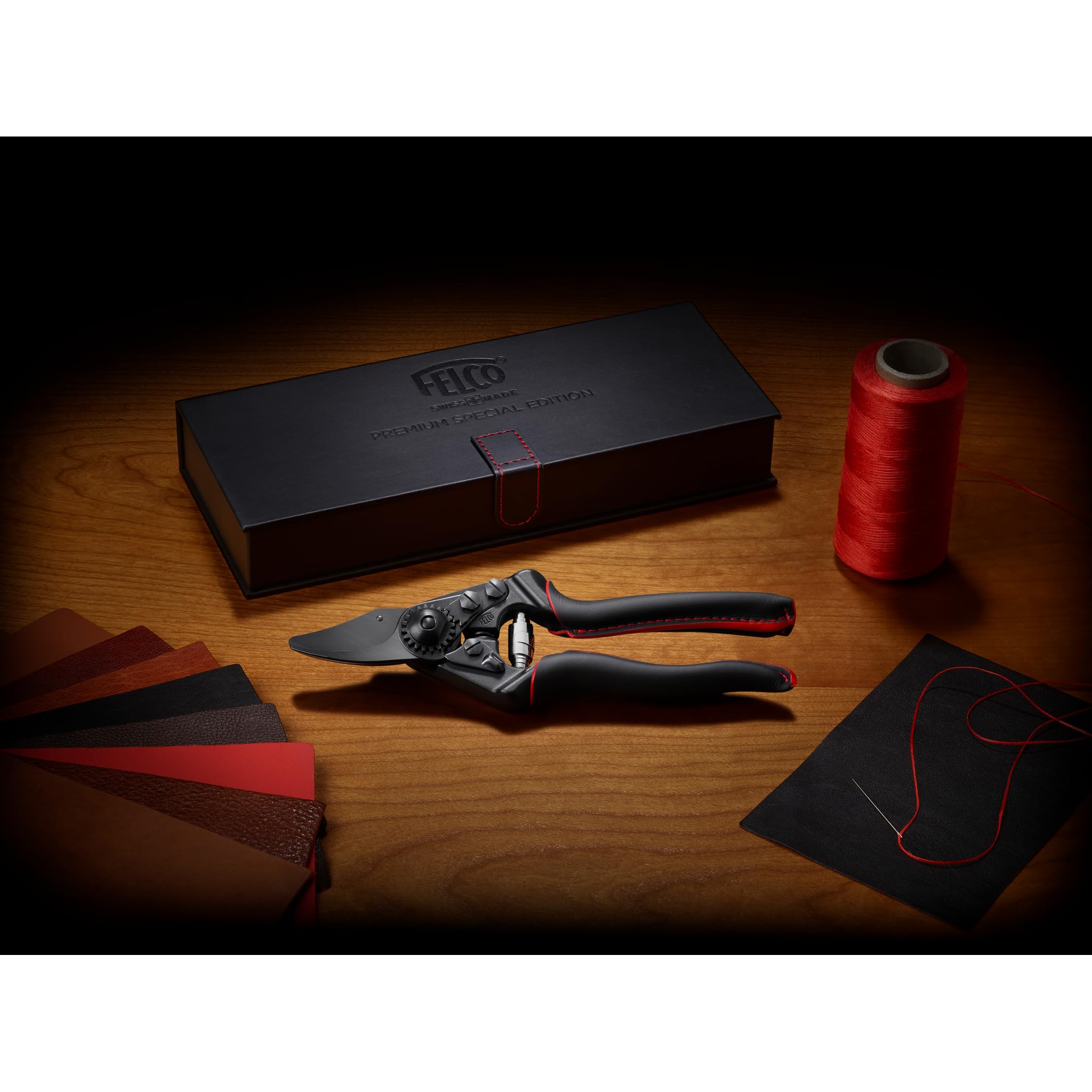 FELCO 6 Premium SE sekator bypass dla praworęcznych, edycja specjalna, hartowane ostrze, czarne aluminiowe uchwyty, średnia dłoń (M), cięcie 20 mm, profesjonalne narzędzie szwajcarskie