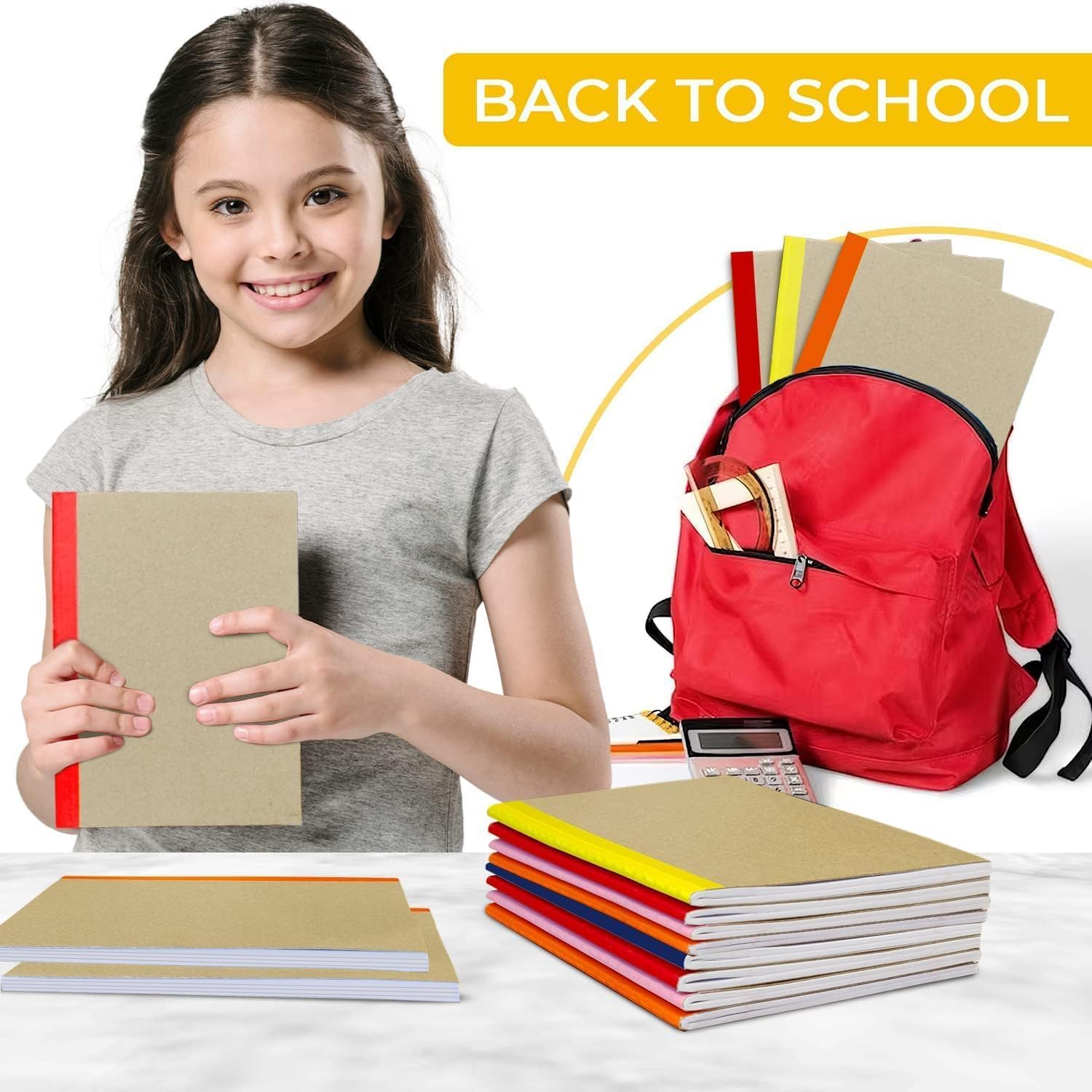 Rosmonde 48 Stück Kraft-Notizbücher für Kinder, Softcover, A5, blanko, ohne Blatt, 120 Seiten (60 Blatt), blanko, Skizzenbücher zum Zeichnen, 20,3 x 14,5 cm, unliniert, Reisetagebücher, Großpackung