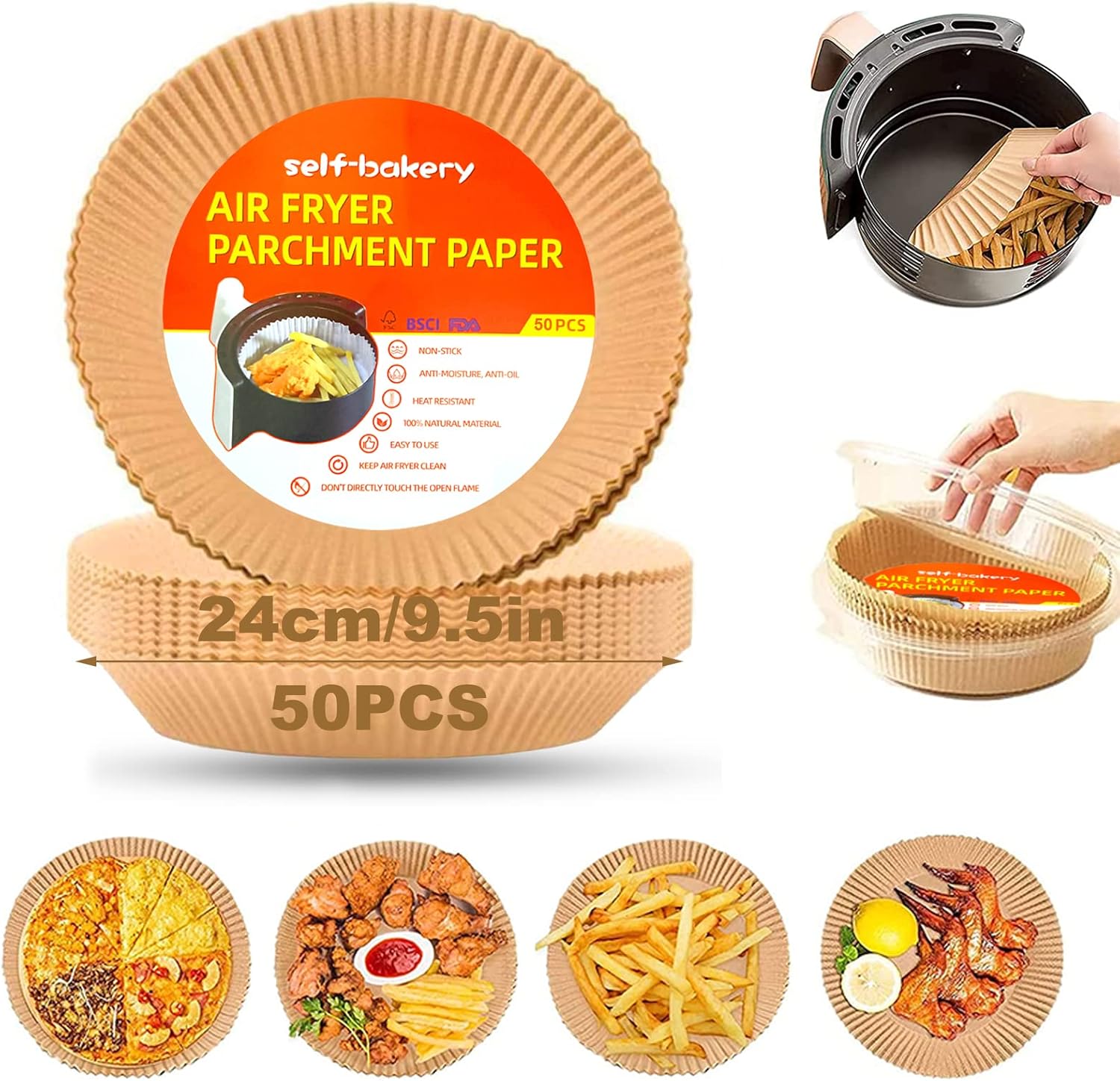 OAMCEG Airfryer Backpapier 125 Stück - Rundes Pergamentpapier Für Heißluftfritteuse