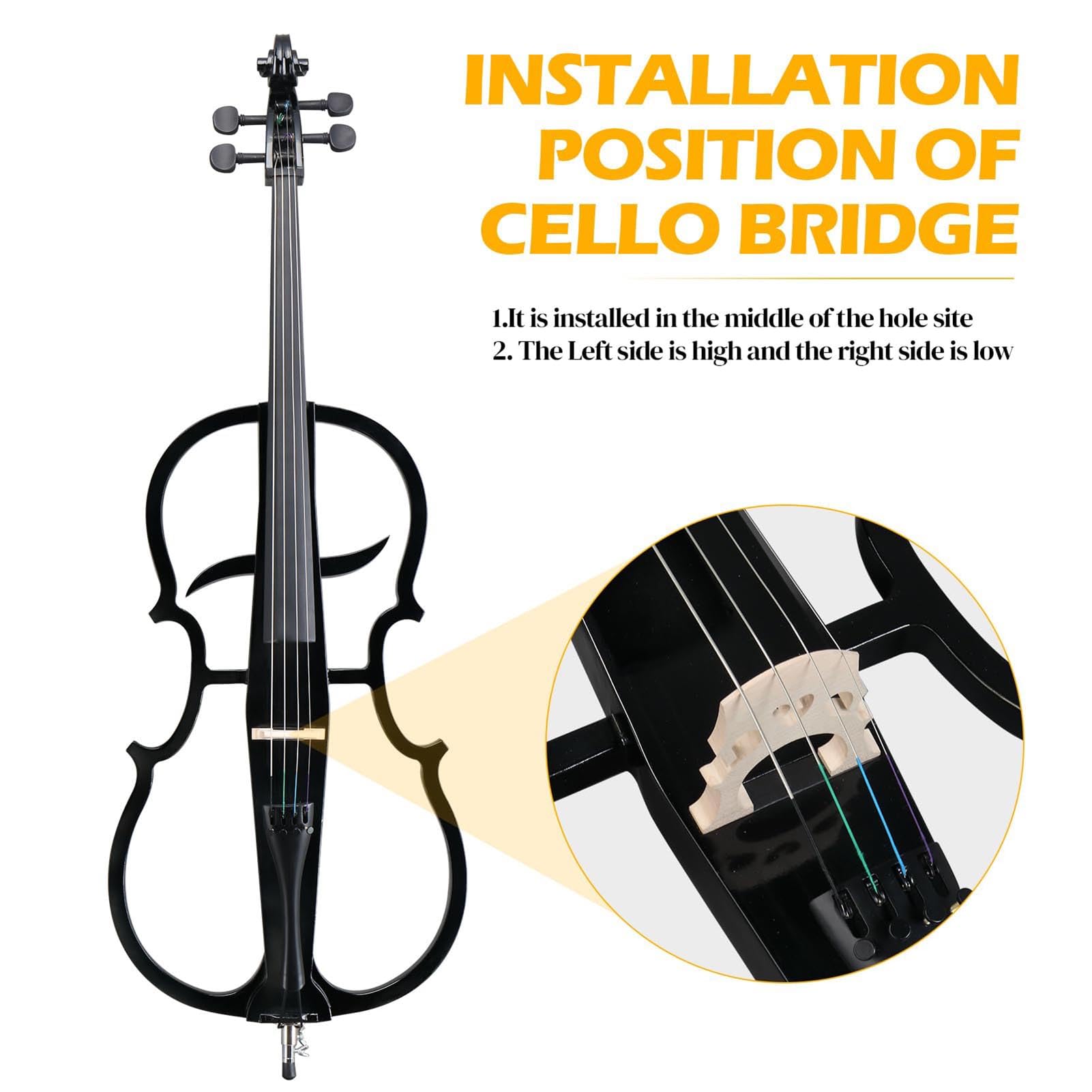 Violoncello elettrico 4/4, in legno massello, silenzioso, per prestazioni professionali sul palco, include custodia, arco, colofonia, auricolare e linea di collegamento