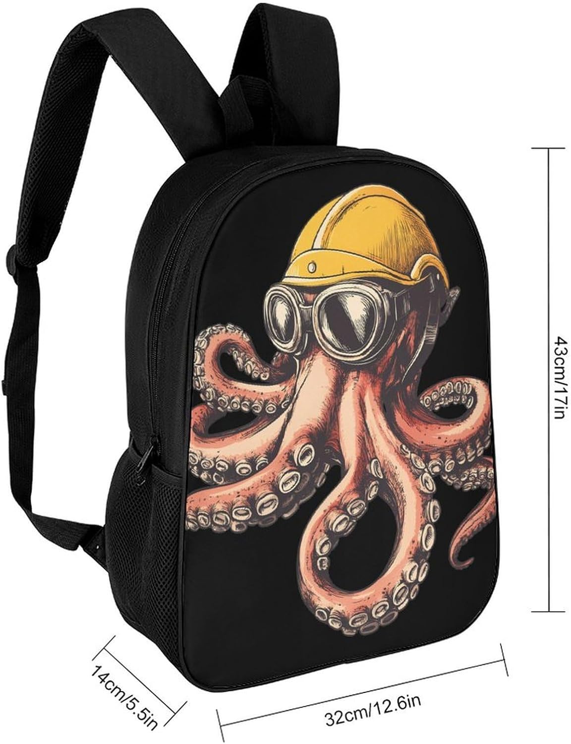 Vintage Octopus Workers Unisex Backpack 17" Casual Daypacks Simple Shoulders Bag for Camping Hiking Travel Gear
