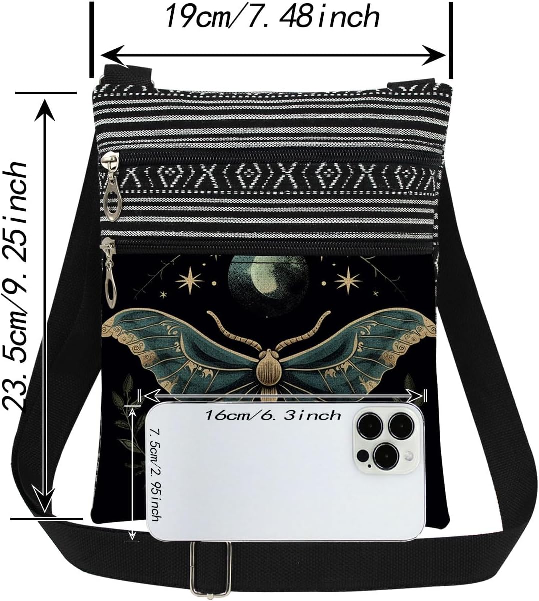 Night Sky Moth Crossbody Bag Moon Moth Purse