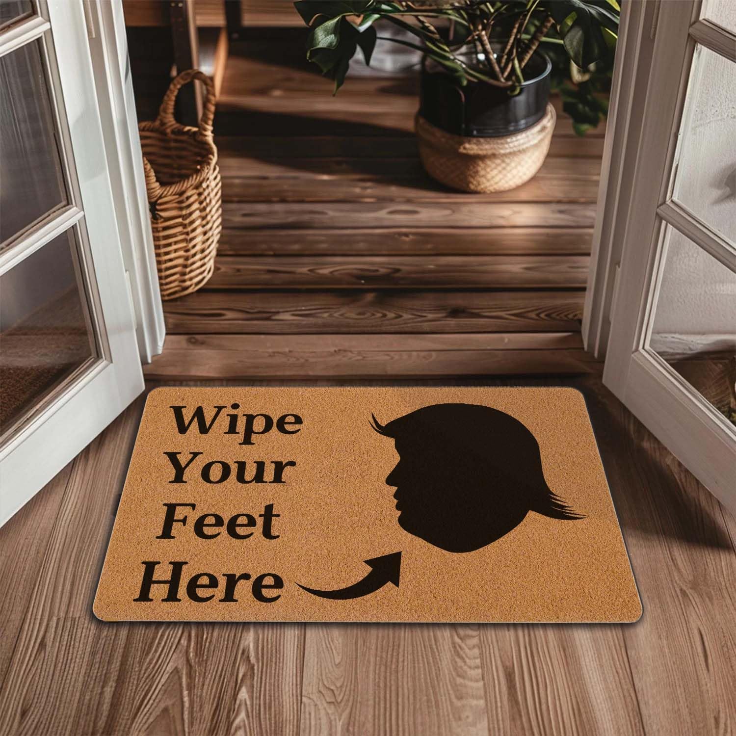 Welcome Door Mat Wipe Your Feet Here Outdoor Indoor Entrance, Low-Profile Floor Mats Non Slip Durable Entrance Rugs for Entry, Patio, High Traffic Areas Front Door, 17" x 29.5"