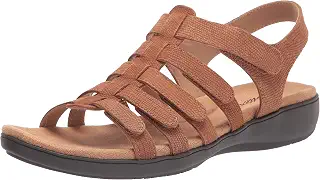 Trotters Women's Flat Sandals, Luggage Nubuck Leather, 9.5 Wide