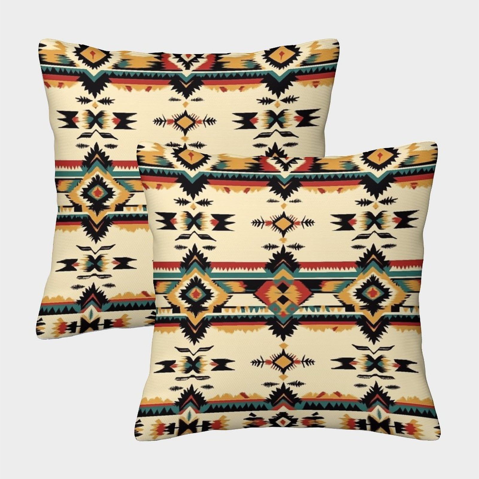 kaiyun 2 Pack 50x50cm Pillow Cases,Aboriginal Seamless Pattern Decorative 3D Printed Cushion Cover,sofa Bed Decorative Cushions