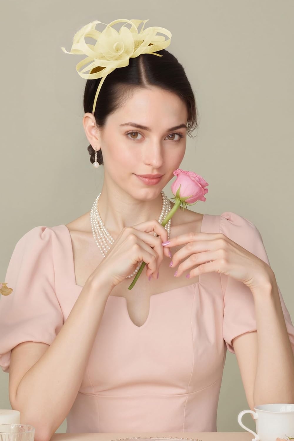 BABEYOND Fascinators Hats for Women - Tea Party Hats Kentucky Elegant Tulle Feather Bridal Wedding Ribbon Headband Hair Clip - Image 5