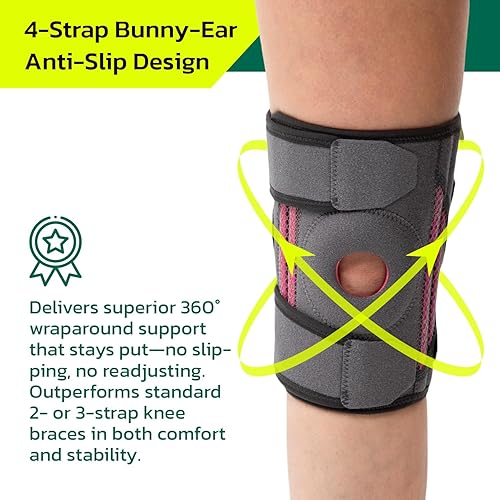 Miniatura 9 de Rodillera (talla única mediana) con estabilizadores dobles y almohadillas de gel para rótula, correas ajustables de 4 vías para artritis, lesiones