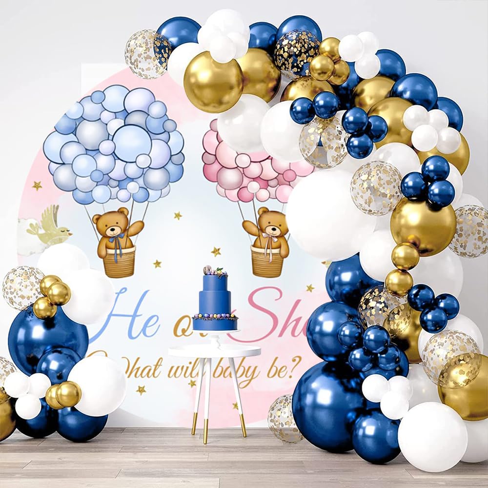 OERJU 7.2x7.2ft Oh Baby Round Backdrop Cover White Circle Photography Background Round Backdrop Stand Cover Baby Shower Newborn Gender Reveal Birthday Party Decoration Photo Booth Studio Props