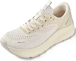 Sapatos femininos com bico largo, suporte de arco, tênis para corrida, caminhada, atlético, ortopédico, fascite plantar, treino, com almofada grossa, sola de gota zero, Bege, 5.5 Wide