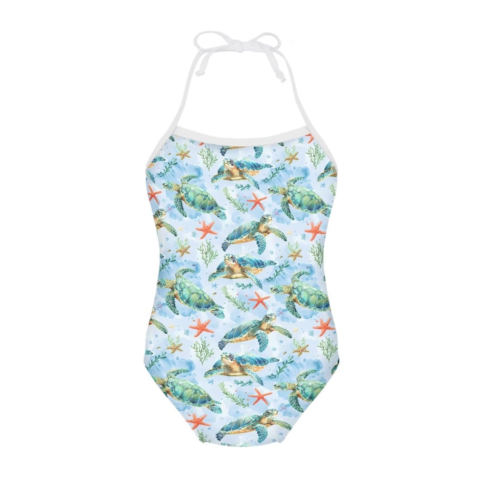 Girls One Piece Swimsuit Beach Bathing Suit Toddler Floral Halter Straps Swimwear for 1-10 Years