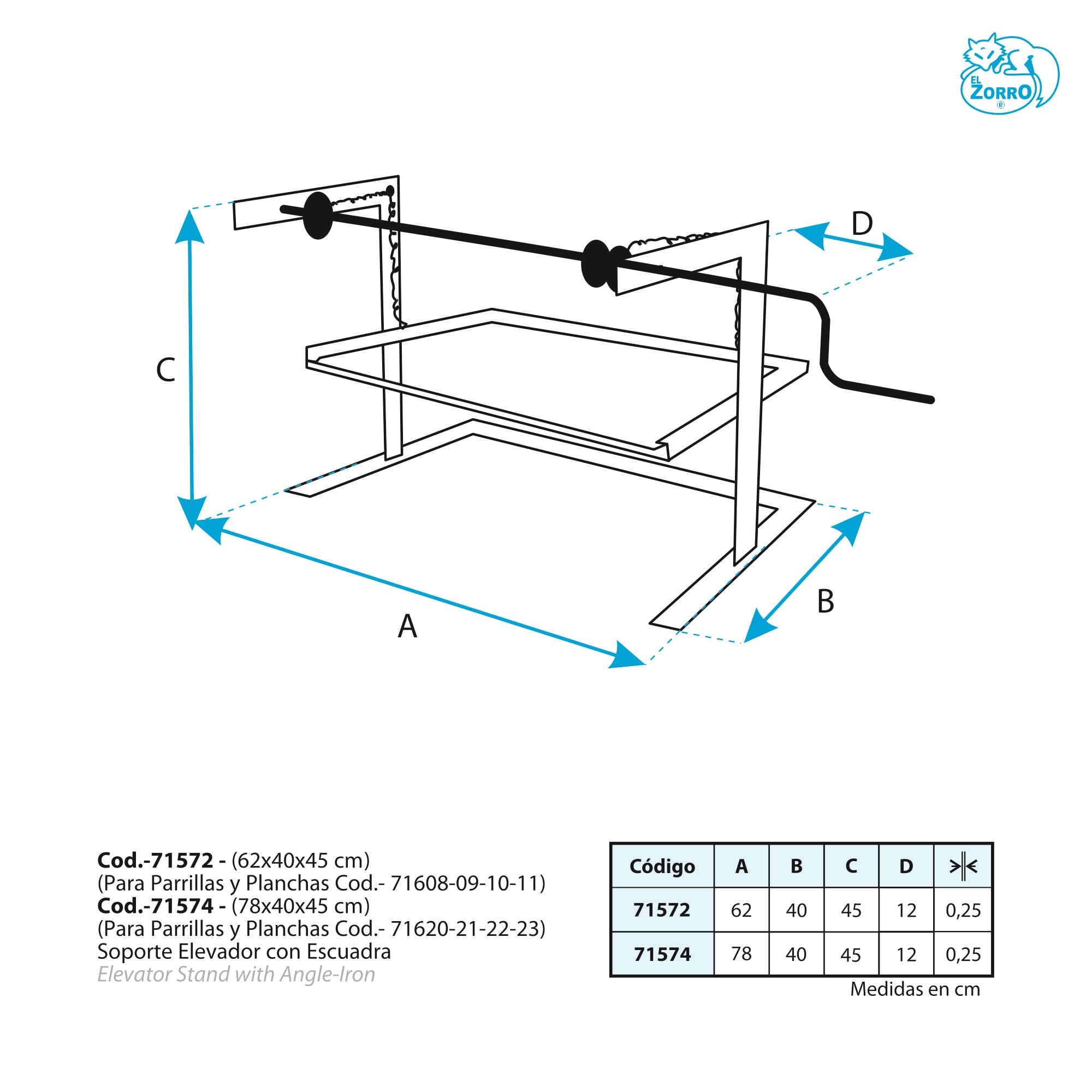 Imex El Zorro 71572 - Soporte elevador con escuadra (62 x 42 x 43 cm)