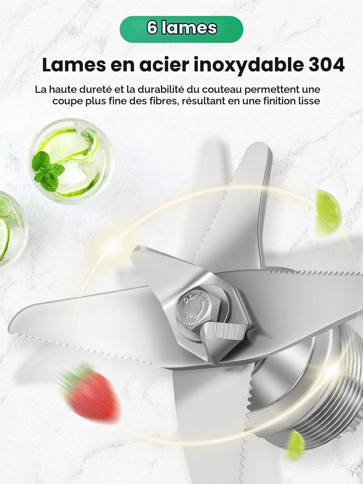 Huanyu Mixeur Smoothie Maker Mixeur haute vitesse de grande capacité 3,9 litres Mélangeur multifonctionnel commercial de 2800W pour piler la glace, le jus, le smoothie, le milkshake et le lait de soja