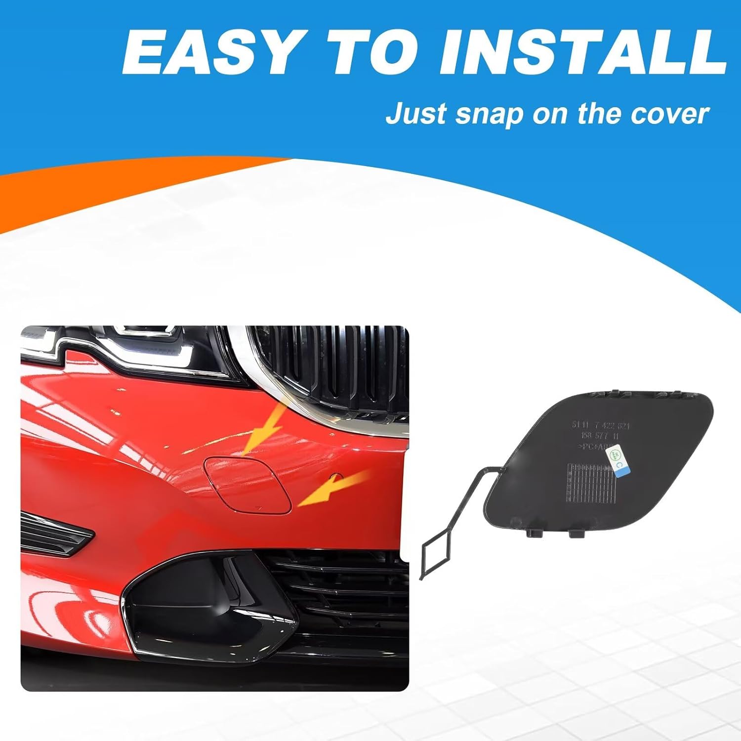 Car Front Bumper Tow Hook Cover Cap Towing Eye Fit for BMW 3 Series G20 Sedan G21 Wagon Fit 316d 318dX 2019 2020 2021 2022 (Snow Mountain White) 51118496520 Only Suitable for Standard Package Edition