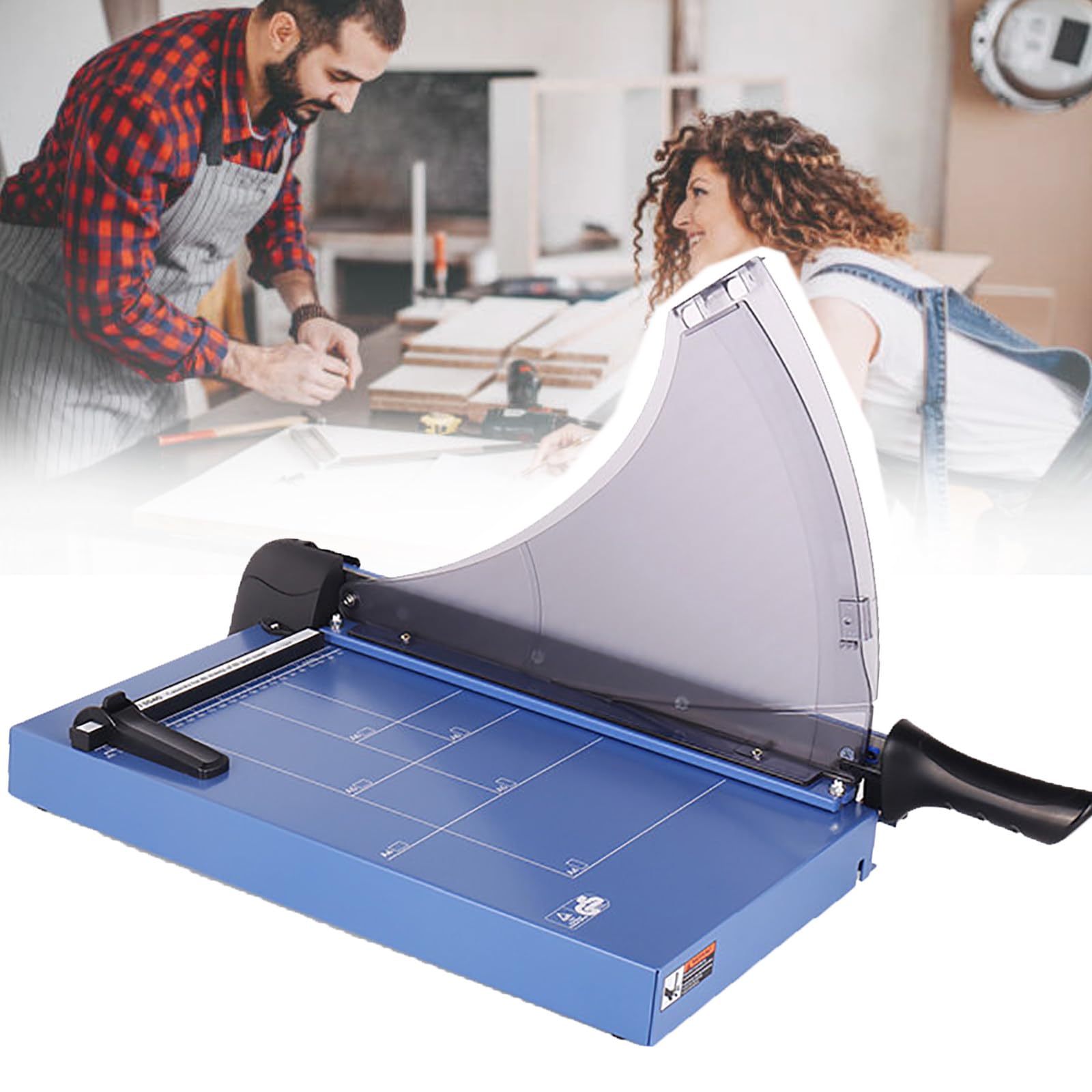 14,75" Guillotine-Papierschneider mit Sicherheitsschutz und Klingenverriegelung, Präziser Papierschneider, Rutschfester Papierschneider, mit 40 Blatt Kapazität für Karton, Pappe