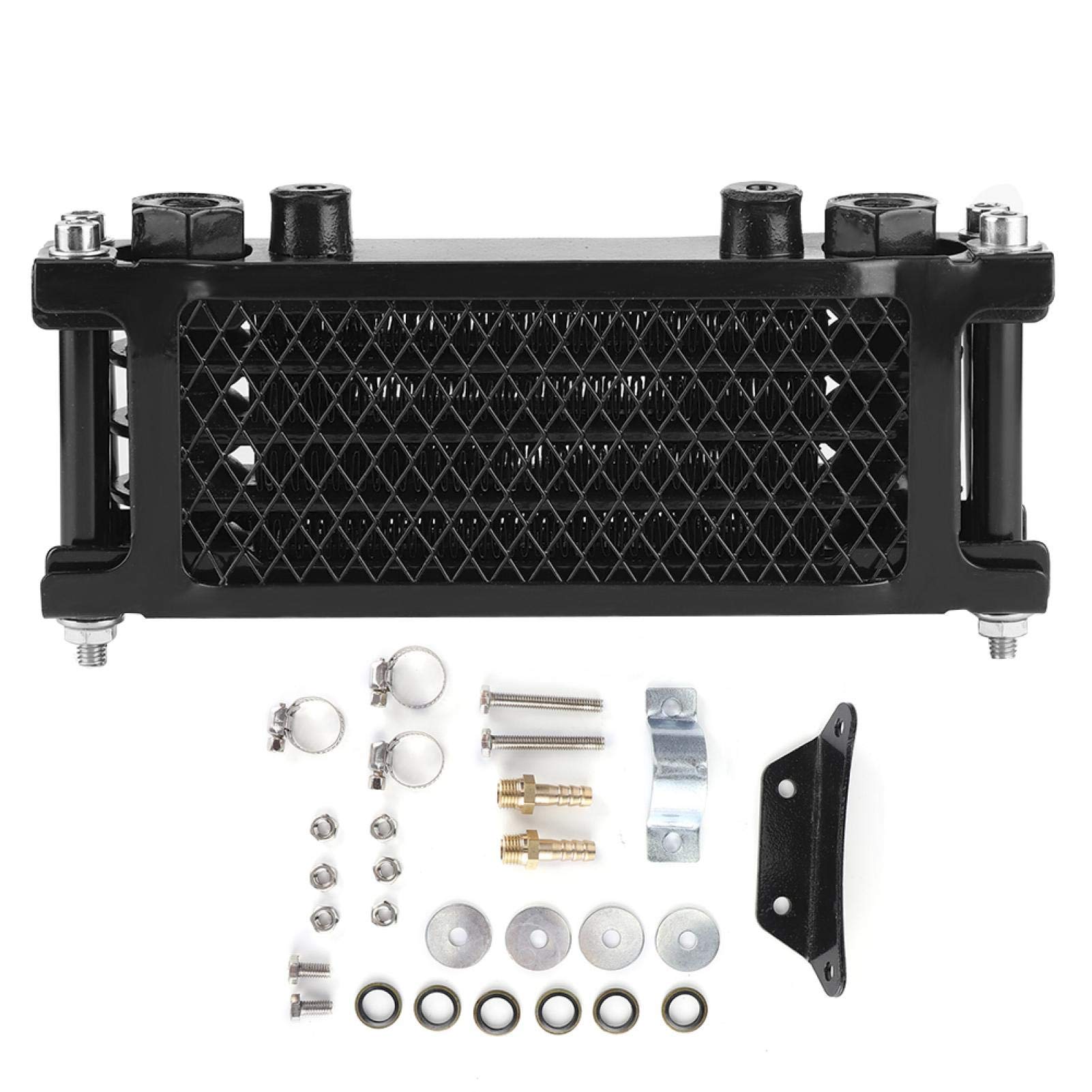 Radiador de motocicleta, enfriador de aceite del motor con kit de piezas de montaje apto para moto de 4 ruedas todoterreno ATV de 100 a 250 cc