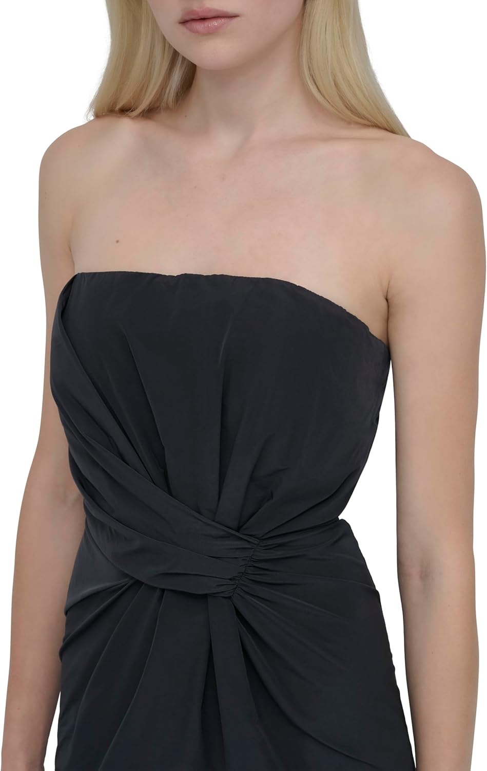 DKNY Women's Strapless Straight Neck Twist Front Detail Midi Dress - Image 5
