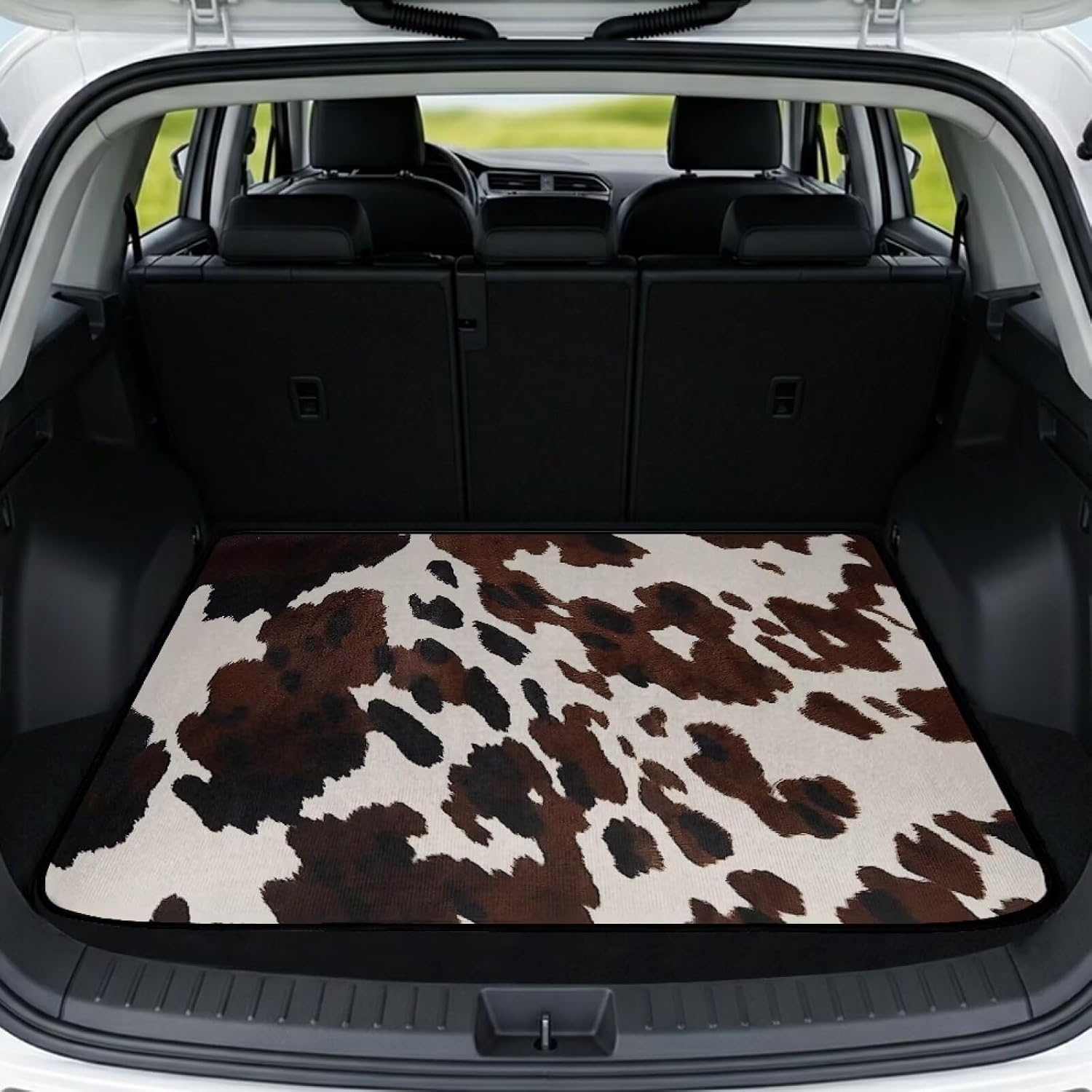 Brown Cow Print Cargo Liner Floor Mat 29 x 39 Inches All Weather Trunk Protection Machine Washable Car Trunk Protector Mat for Car SUV Sedan Auto Vehicle Interior Accessories