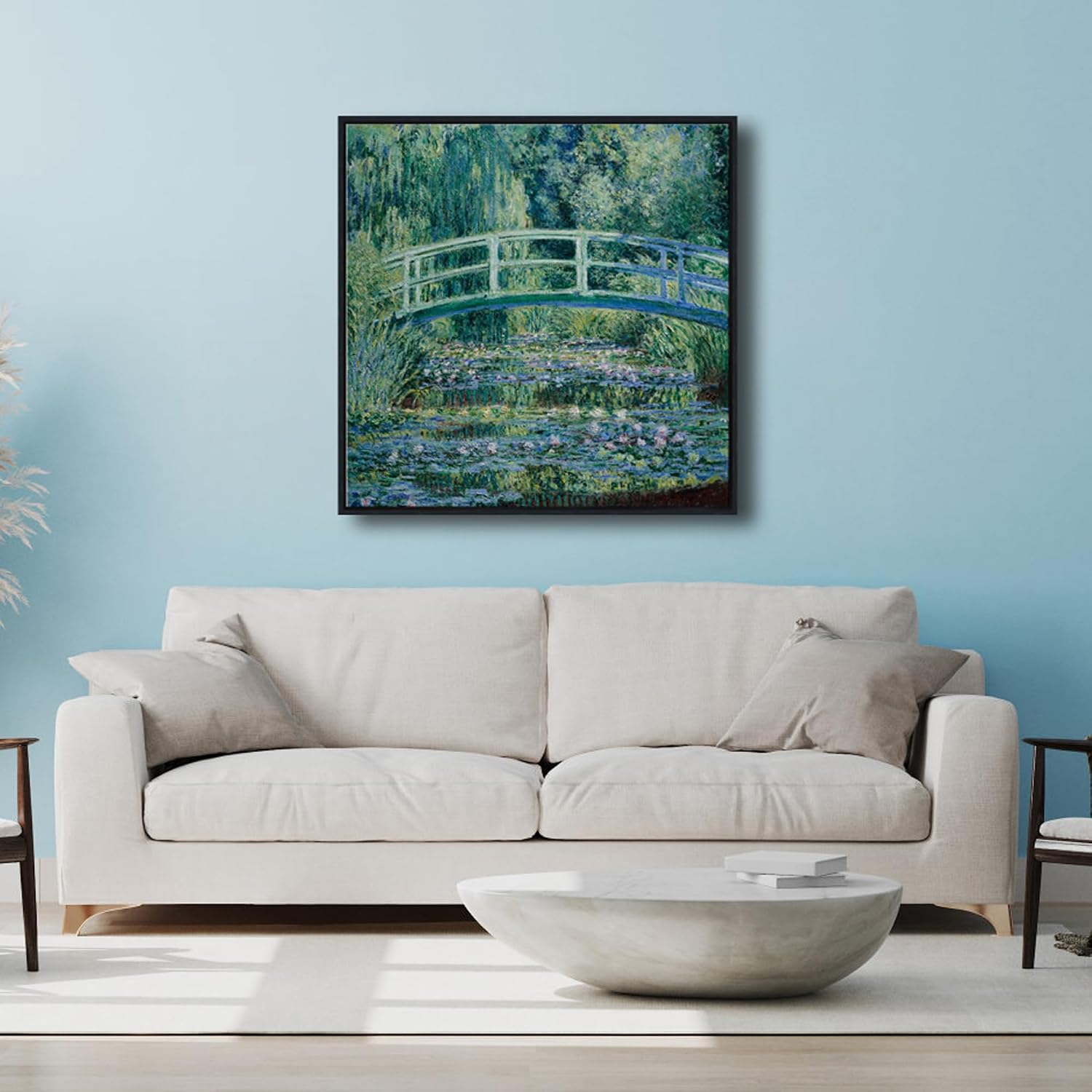 Wieco Art Black Framed Canvas Print Wall Art Water-Lily Pond,1899 by Claude Monet Impressionism Art Print Picture Artwork for Living Room Bedroom Home Kitchen Decorations