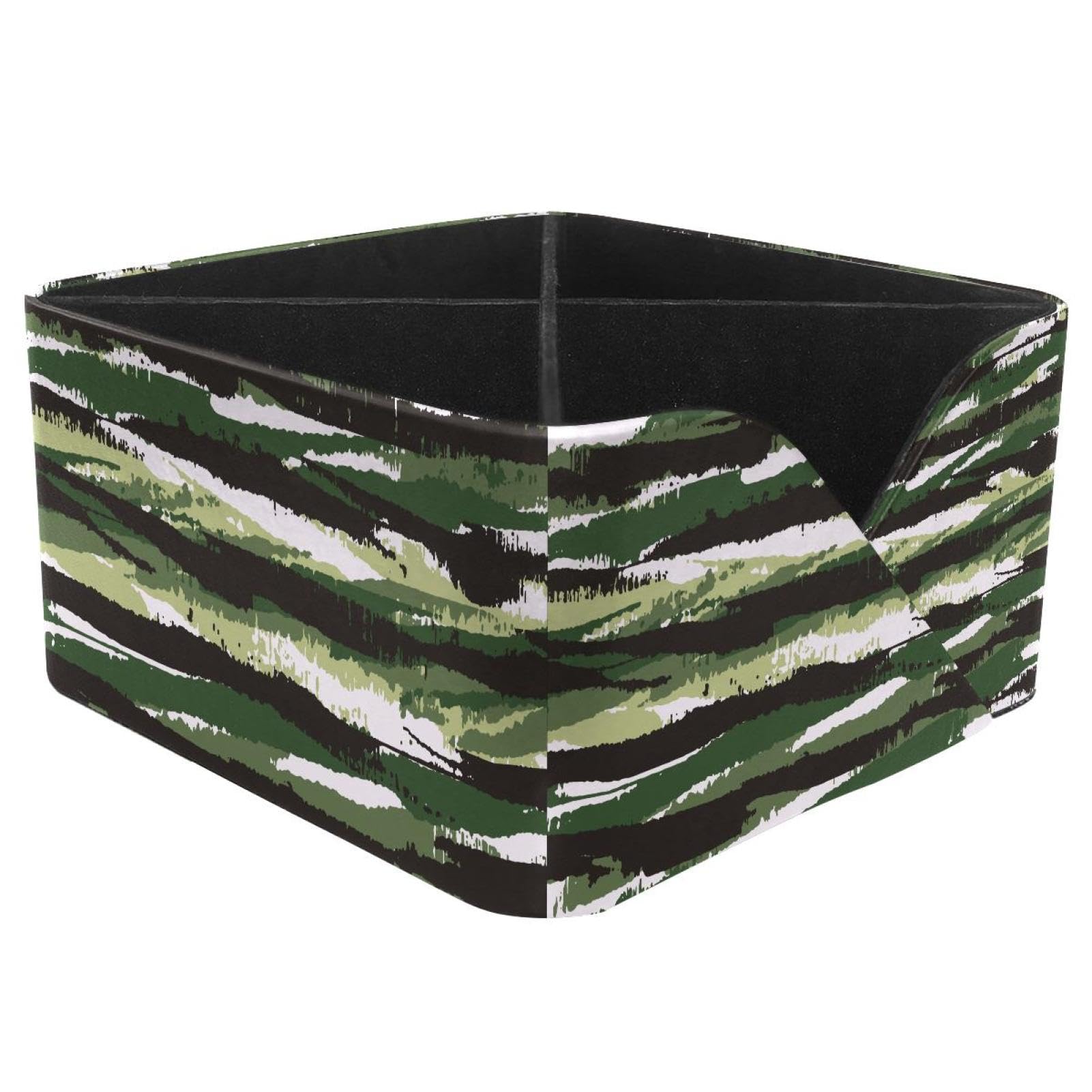KengjuTesu Striped Camouflage Desktop Organizer Pen Holder, Rectangular Pencil Cup for Office, Study and Makeup Stations