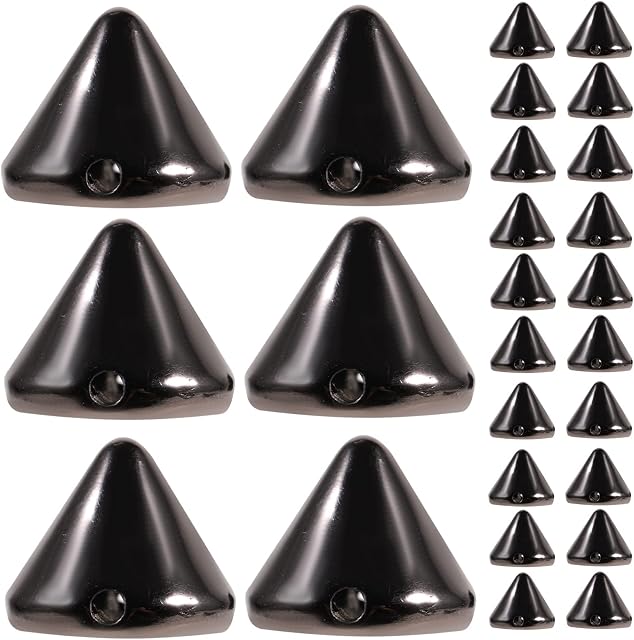 SUPVOX 100pcs 10mm Acrylic Bullet Spike Cone Studs, Beads, Sew On, Glue On, Stick On, DIY Garments, Bags Shoes Embellishment (Black)