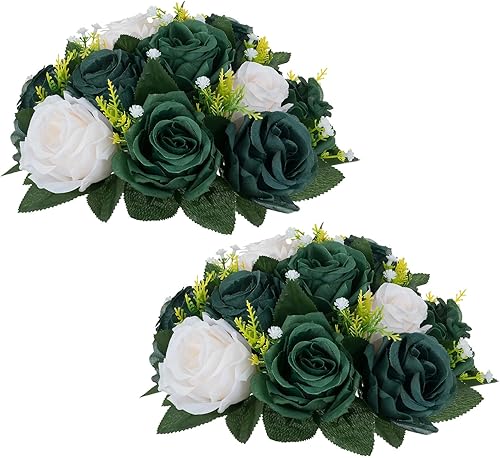Miniatura 29 de NUPTIO Centros de mesa de flores para mesas de boda: arreglo de 6 piezas de flores artificiales rosas y blancas para bodas y fiestas - Rosas Rosa y