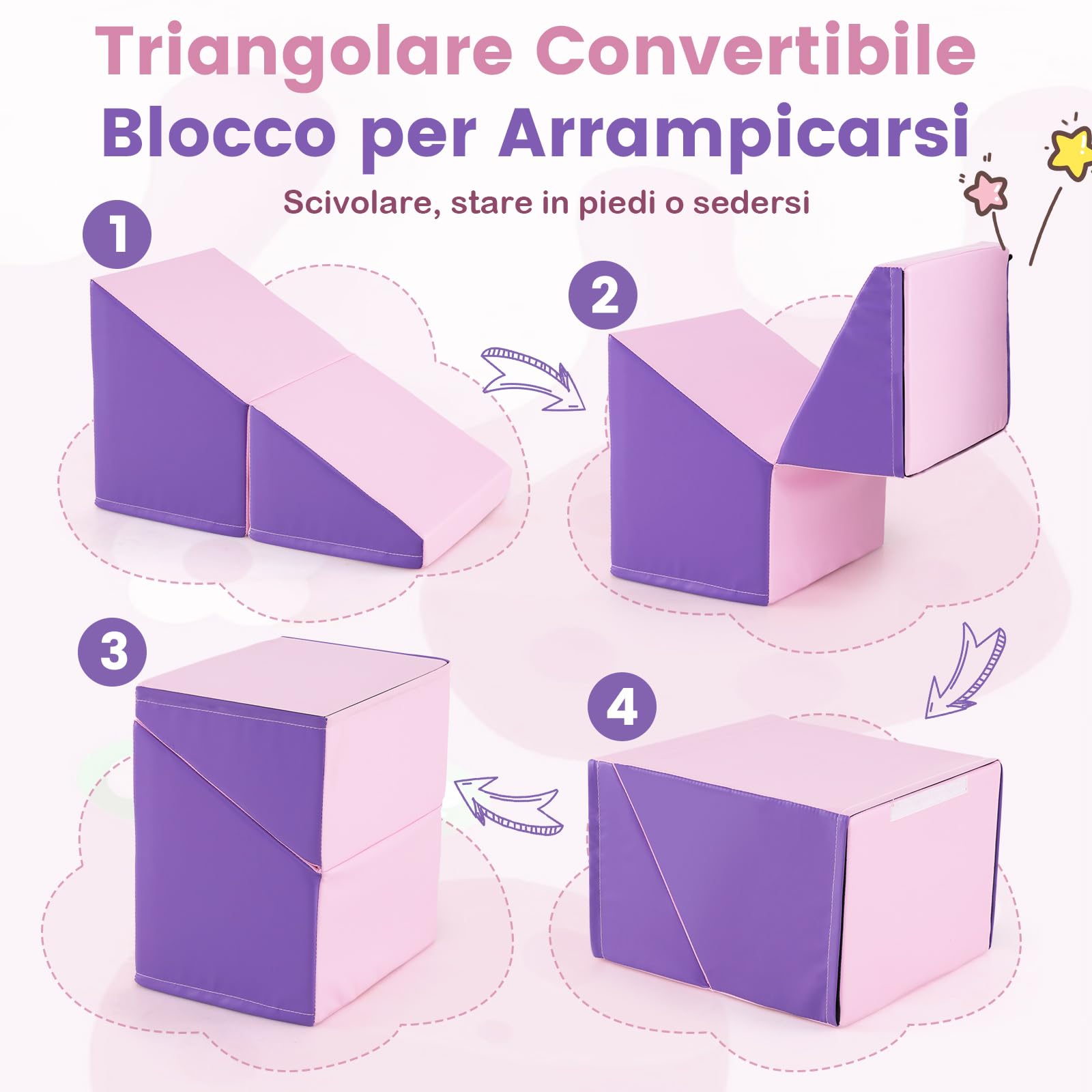 COSTWAY 6 Blocchi di Schiuma per Arrampicata, Gioco Morbido per Bambini, Set di Costruzioni Colorate