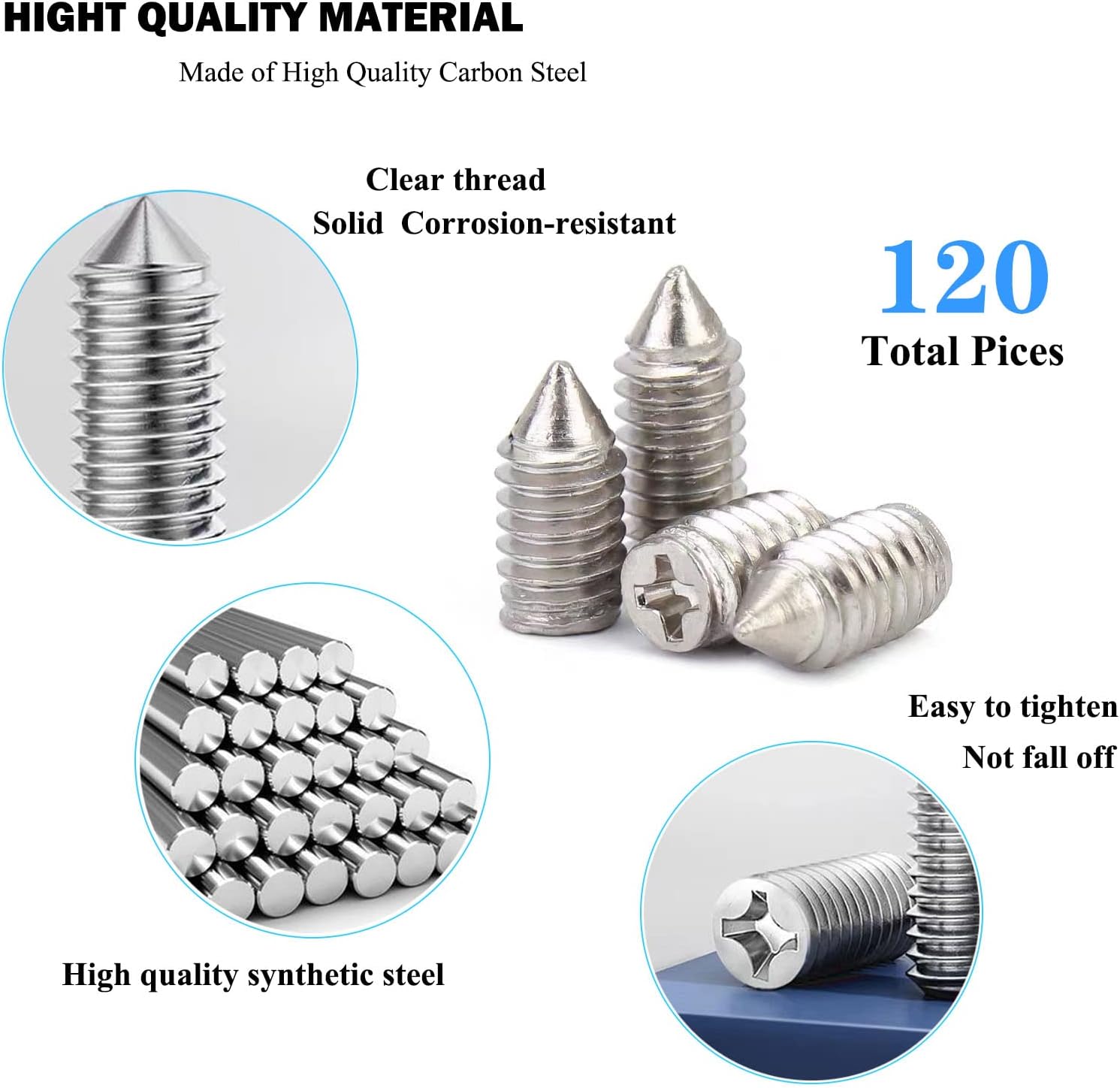 120 pcs Nickel Plated Tip Screws Pointed Cross Slot Leather Accessories 12 Sizes Belt Screws Include M2*3-M2*6, M2.5 * 3-M2.5 * 8, M3*3-M3*8 with 2mm Screwdriver for Belt Buckle Wallet Handbag Purse