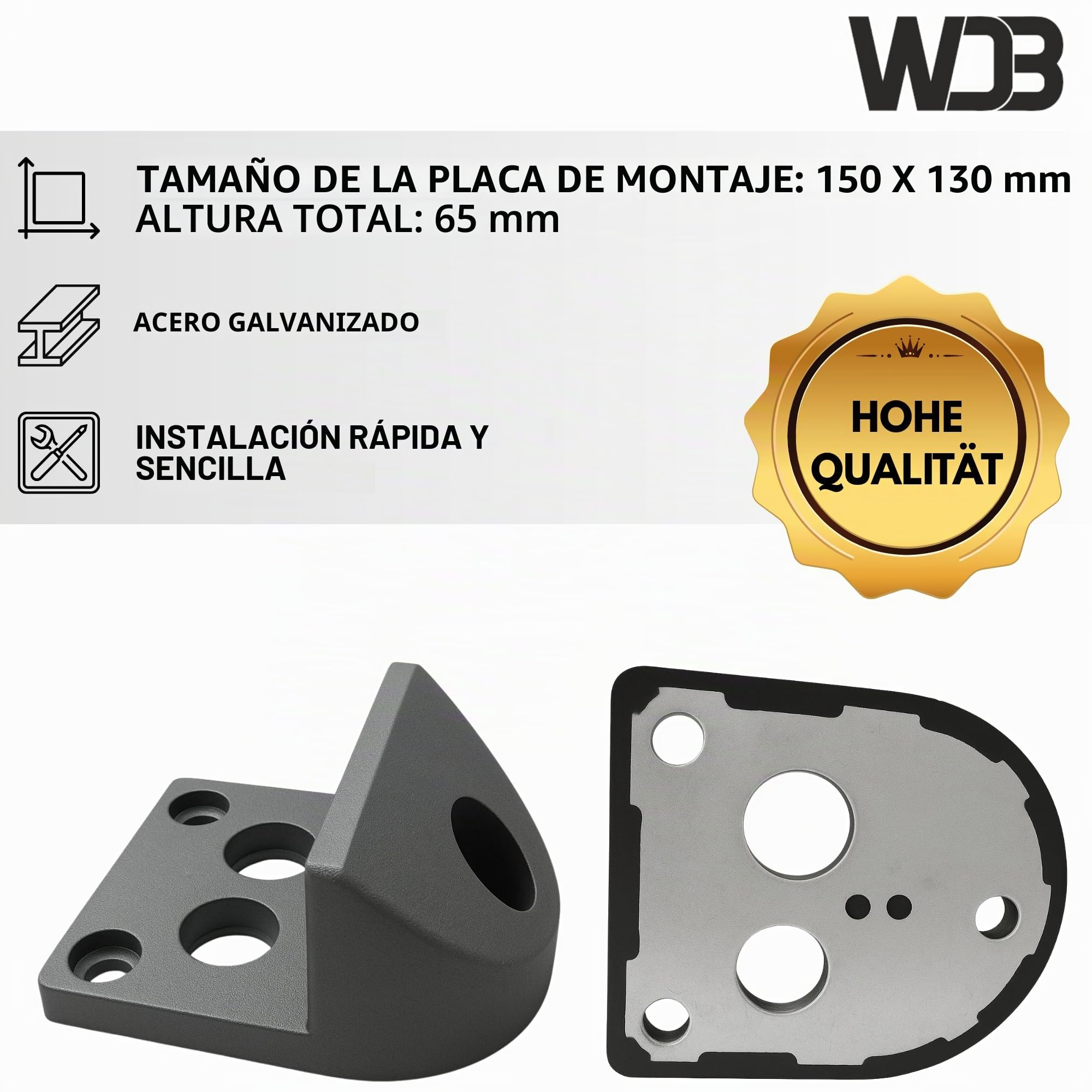 Tope de puerta inferior 150 x 130 mm para puertas giratorias y puertas pesadas, retenedor puerta, sujeta puerta, tope de suelo de acero galvanizado y caucho | Tope de puerta, tope de suelo para puertas batientes, puertas batientes y puertas pesadas – tope