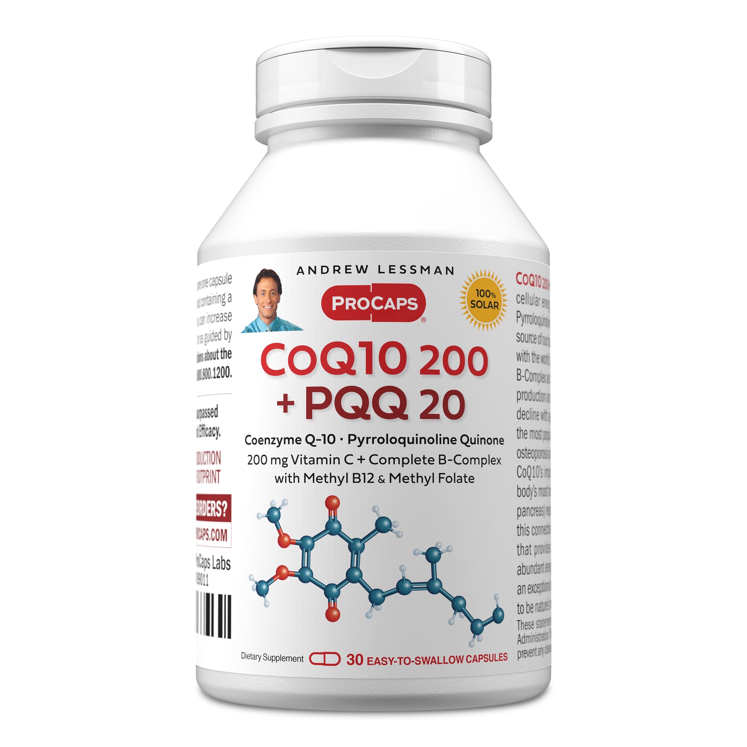 Andrew Lessman ProCaps Coenzyme Q-10 200 mg plus PQQ 20mg 30 Capsules 30 Count (Pack of 1)