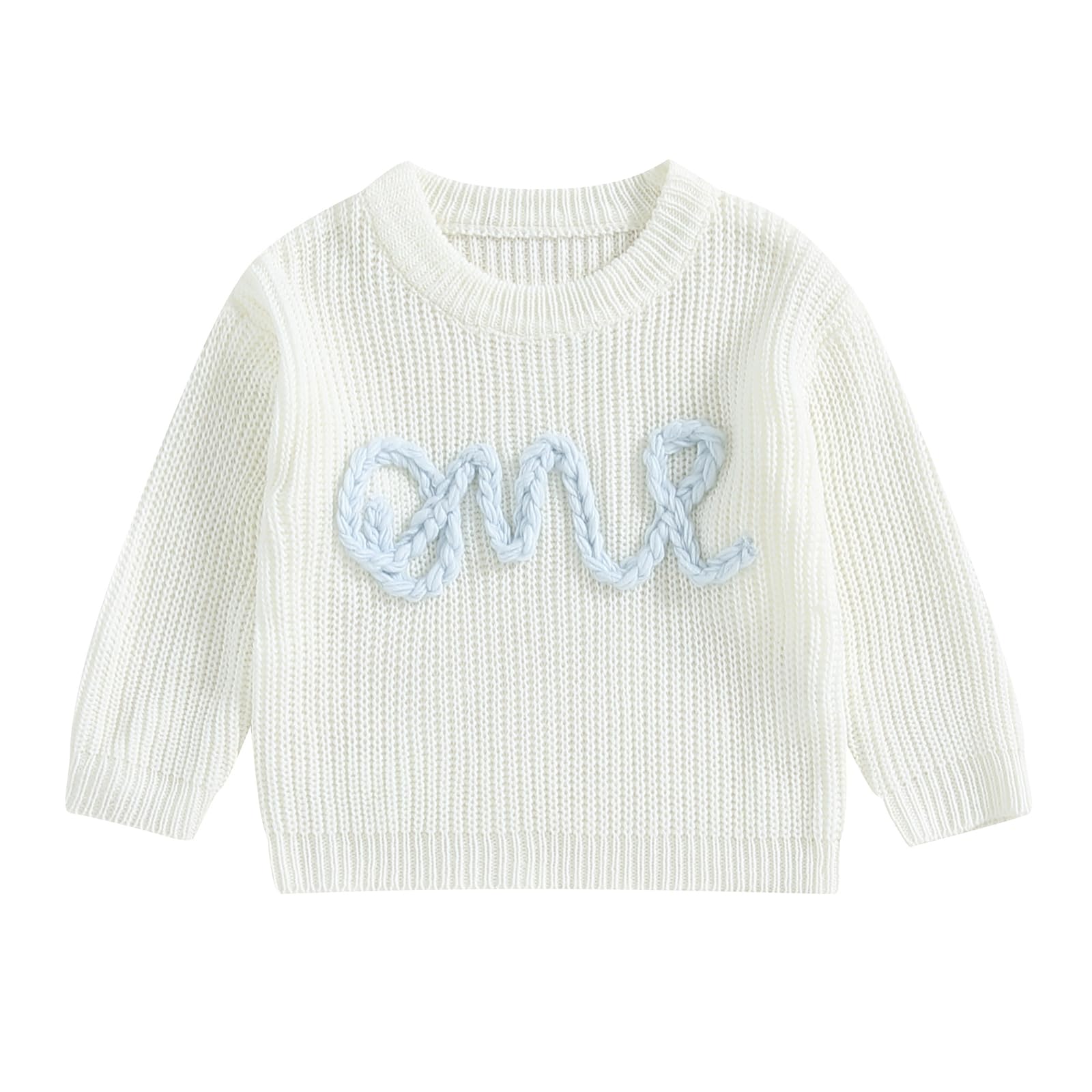 Maglia Autunnale per Bambini e Bambine Primo Compleanno Maglione Lavorato a Maglia Bush Lettere Ricamo Baby 1° Compleanno Fiori Knit Tops