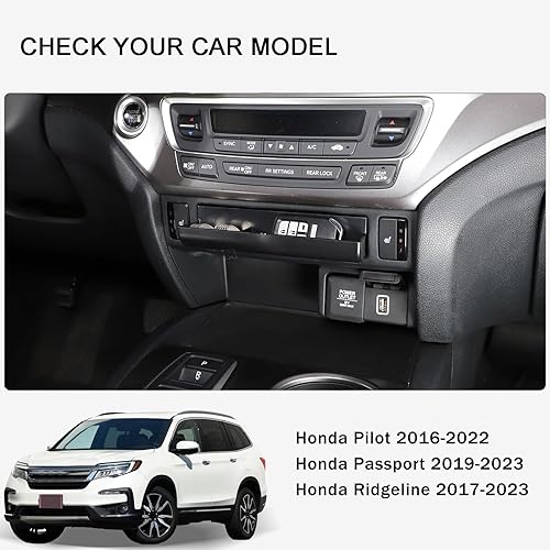 Miniatura 5 de Bandeja organizadora de consola central para Honda Pilot 2016-2022Ridgeline 2017-2025Passport 2019-2025, caja de almacenamiento de cajones de