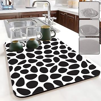 Dish Drying Mat Foldable Dish Rack For Kitchen Counter Absorbent Over Dish Drying Racks,Multi-PurposeEasy To Clean Kitchen Pad 12*16 Pebble
