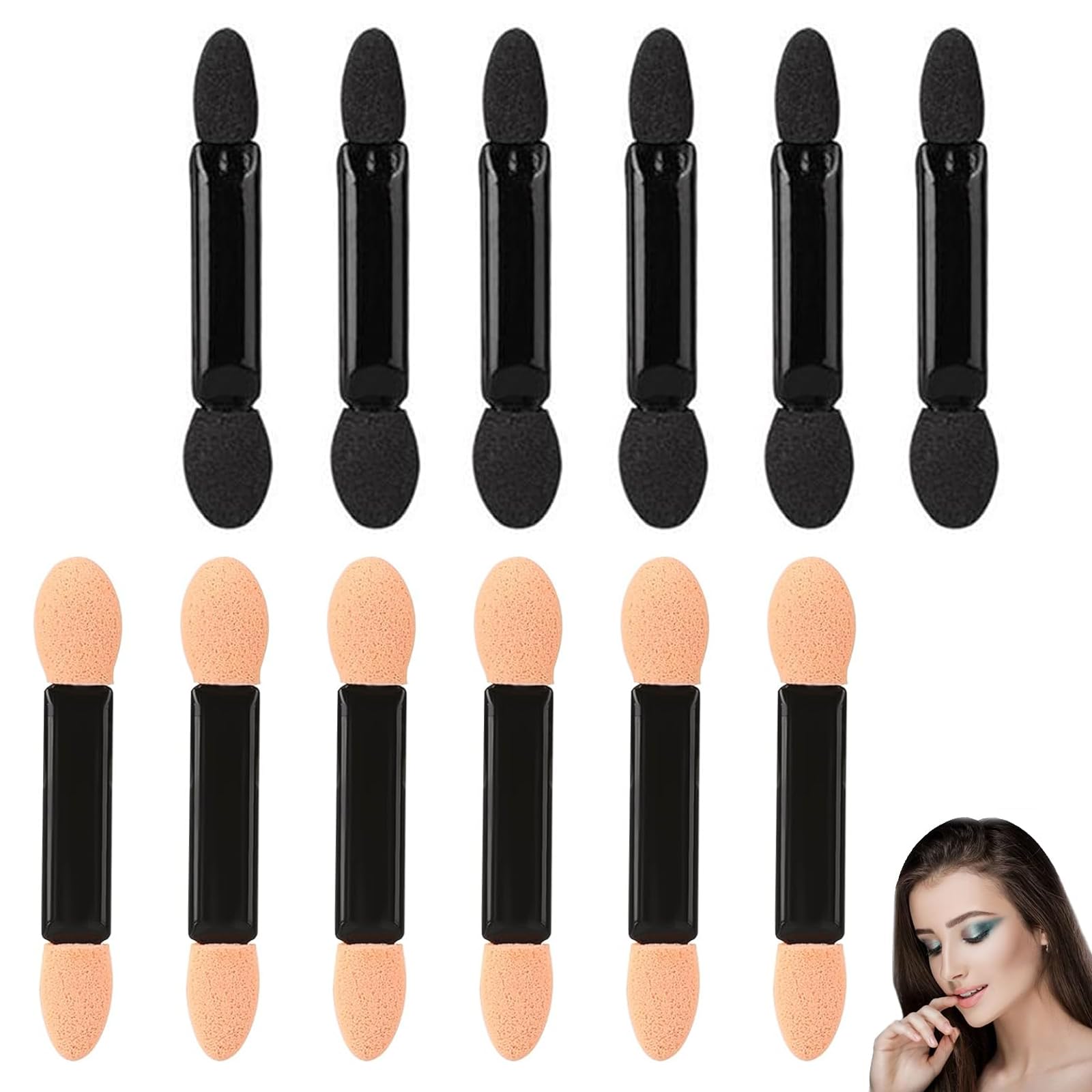 ZXCHOME Eyeshadow Applicator, 12 Pcs Sponge Eyeshadow Brush, Oval Makeup Applicator